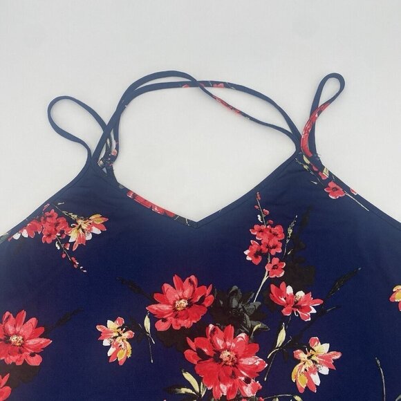 Papermoon Stitchfix Plus Size 1X Navy Blue Floral Strappy Tank Top NWT - Picture 3 of 13